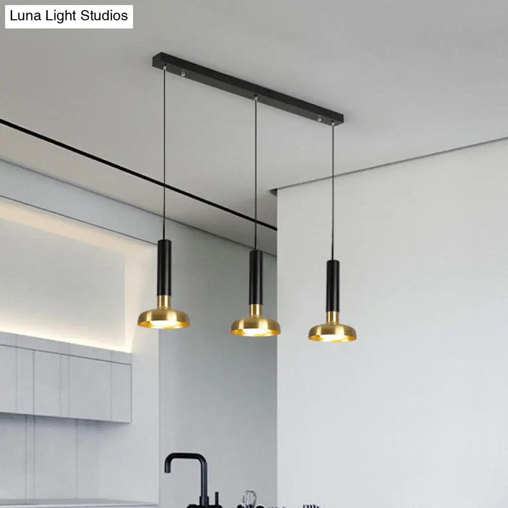 Mid Century 3-Light Torch Multi-Pendant Metal Kitchen Bar Suspension Light - White/Black-Gold