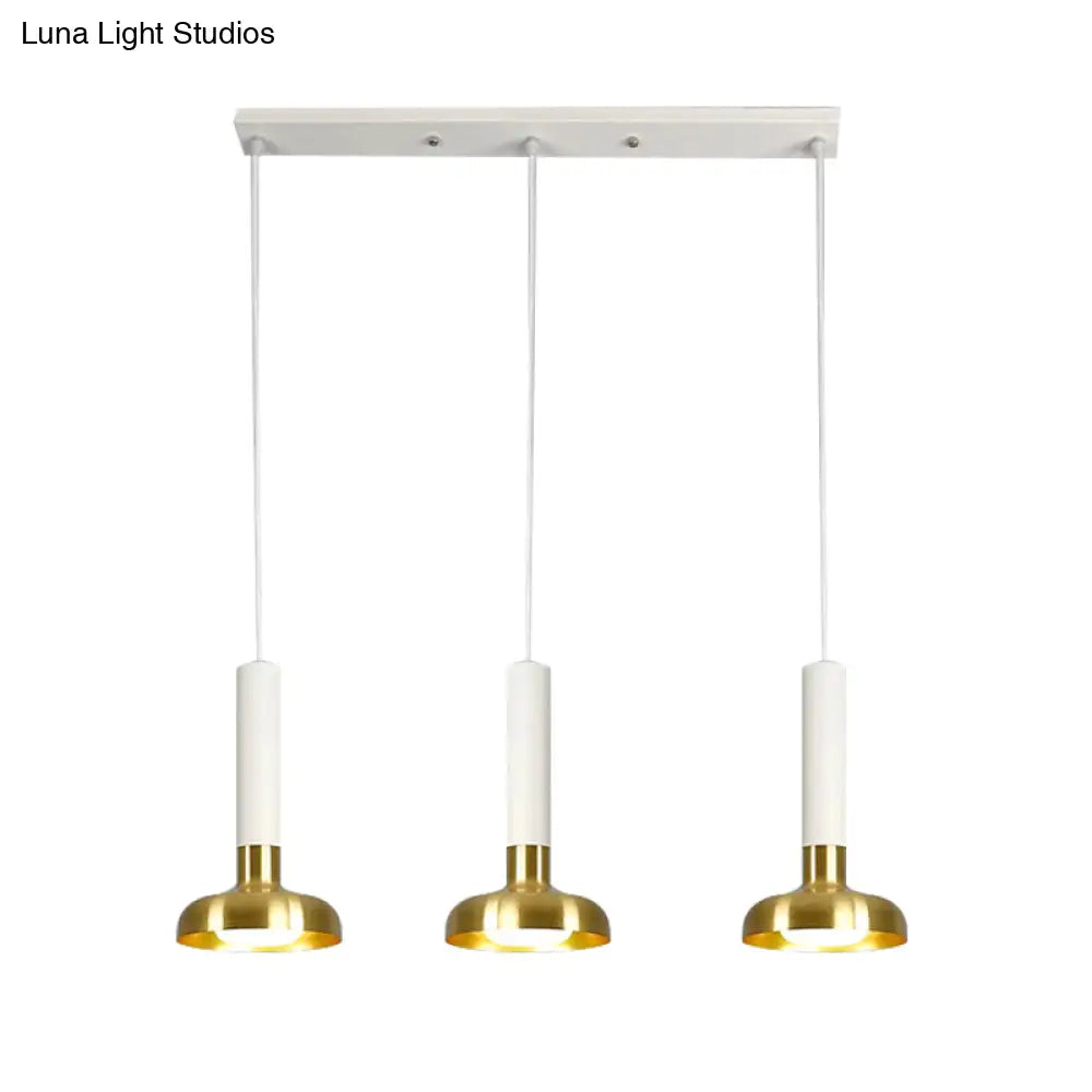 Modern Torch Multi-Pendant Metal Kitchen Bar Light - 3-Light Suspension In White/Black-Gold