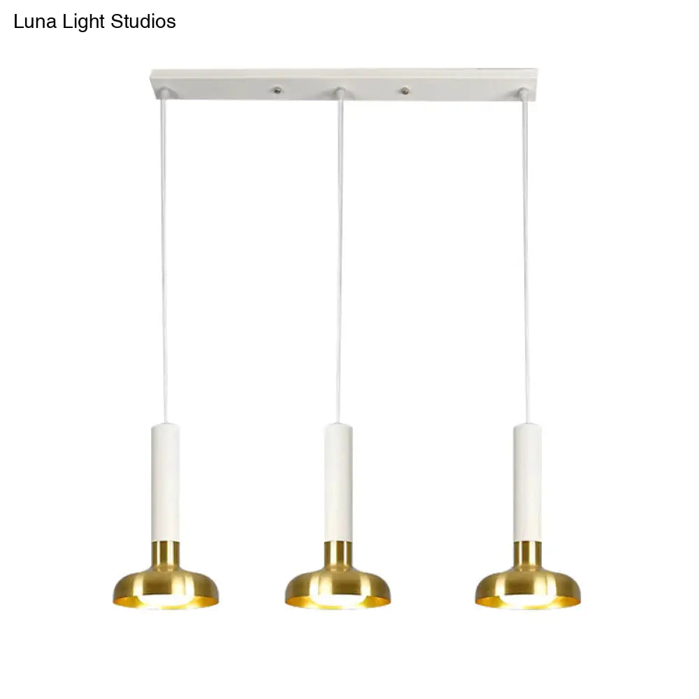 Mid Century 3-Light Torch Multi-Pendant Metal Kitchen Bar Suspension Light - White/Black-Gold