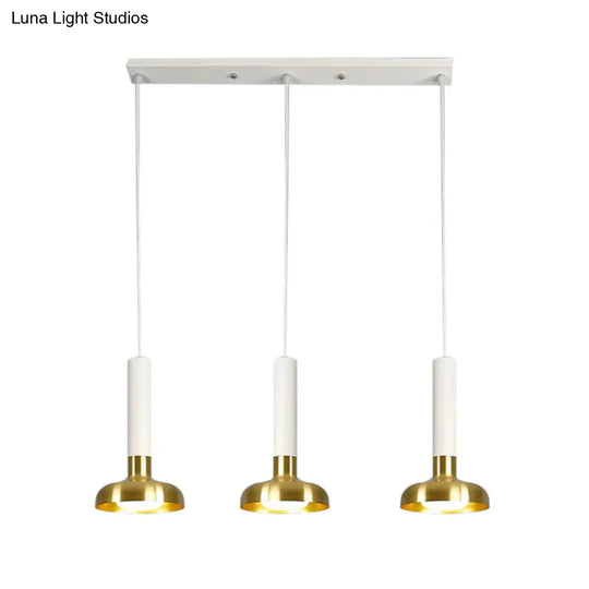 Mid Century 3-Light Torch Multi-Pendant Metal Kitchen Bar Suspension Light - White/Black-Gold