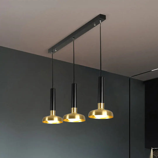 Modern Torch Multi-Pendant Metal Kitchen Bar Light - 3-Light Suspension In White/Black-Gold