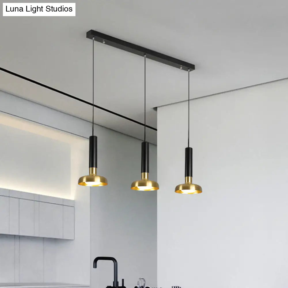 Modern Torch Multi-Pendant Metal Kitchen Bar Light - 3-Light Suspension In White/Black-Gold