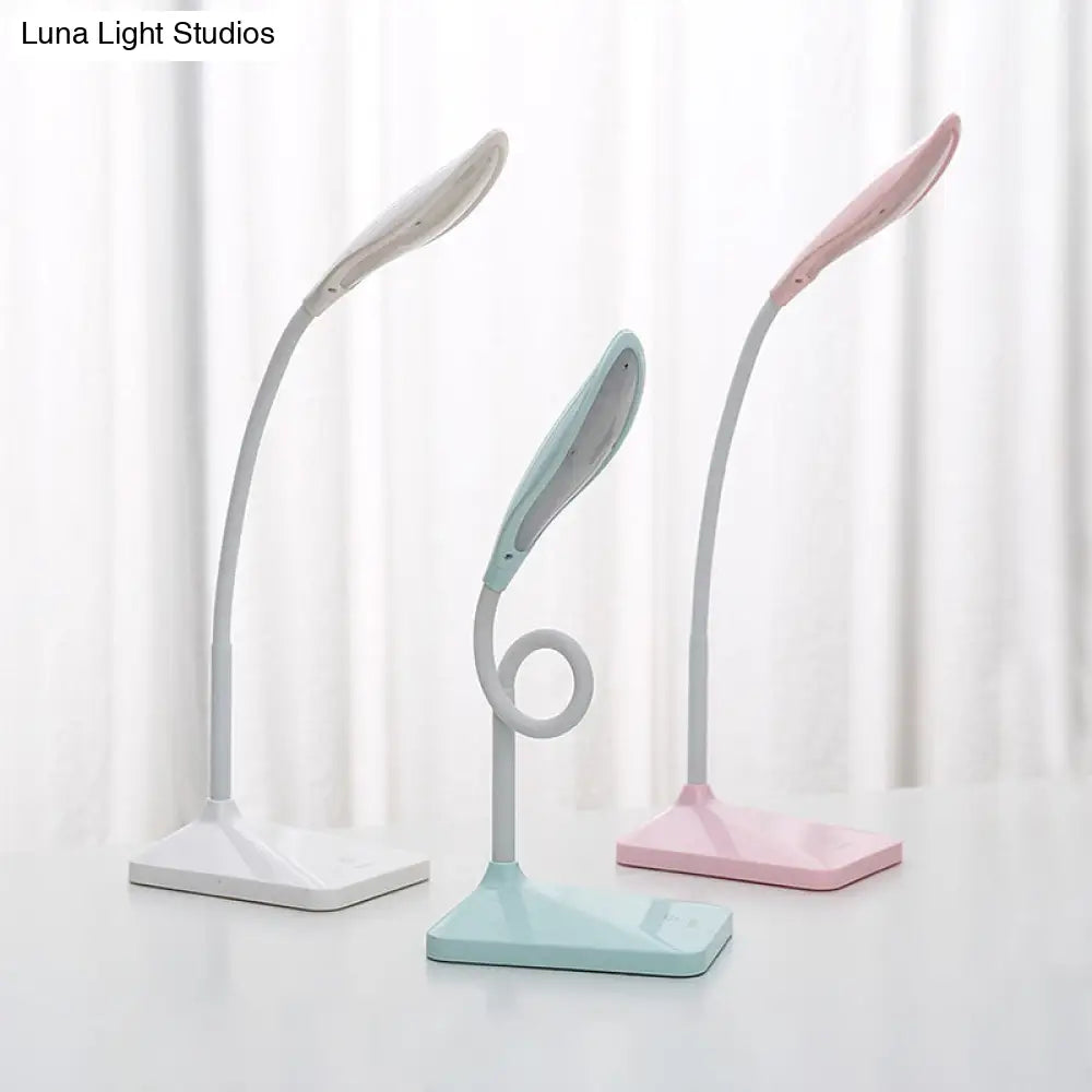 Modern Touch Control Led Desk Lamp - Rechargeable Reading Light In Blue/Pink/White