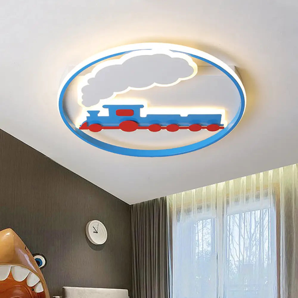 Modern Train Ceiling Flush Mount Led Light Fixture With Warm/White Acrylic And Ring Blue / Warm