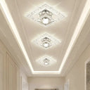 Modern Trapezoid Crystal Ceiling Lamp With Chrome Flush Mount - Clear Led Light For Corridor / Warm