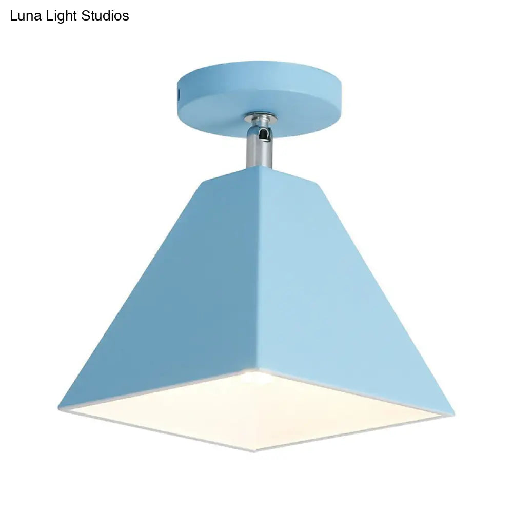 Modern Trapezoid Semi Flush Mount Ceiling Light - Single - Bulb Corridor Fixture