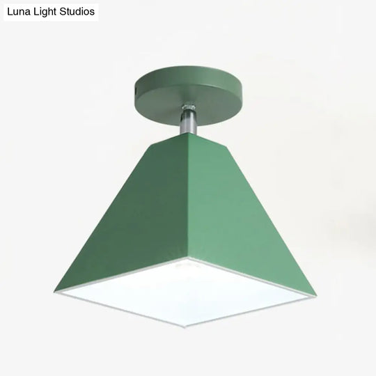 Modern Trapezoid Semi Flush Mount Ceiling Light - Single-Bulb Corridor Fixture