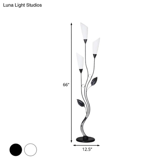 Modern Tree Floor Reading Lamp With Metallic Finish 3-Bulb Standing Light For Study Room Torchiere