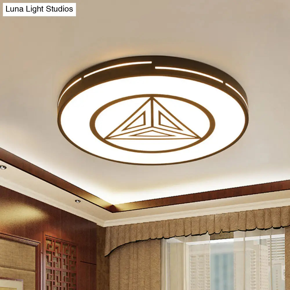 Modern Triangle Acrylic Round Flush Mount Ceiling Light - Black & White