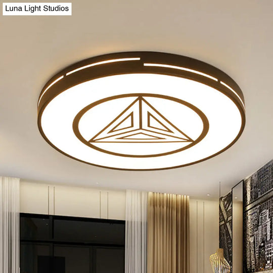 Modern Triangle Acrylic Round Flush Mount Ceiling Light - Black & White