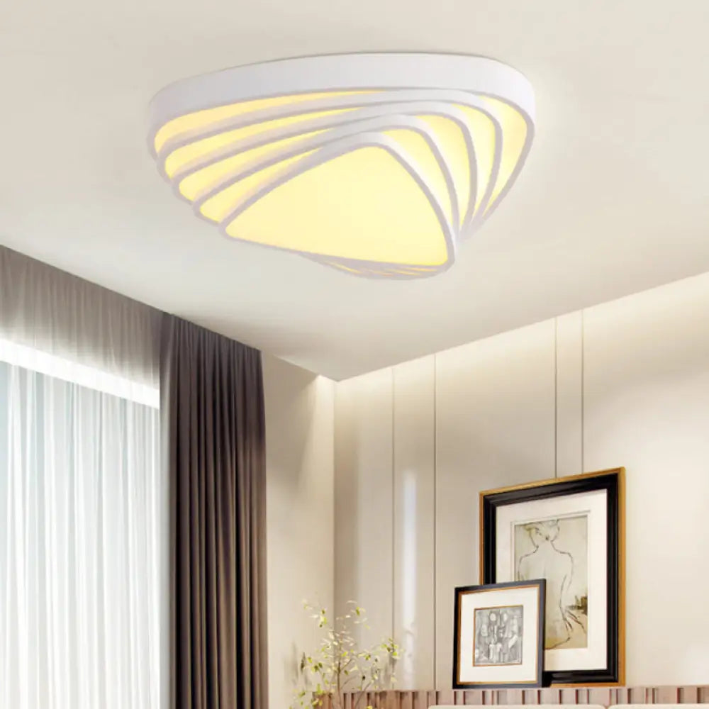 Modern Triangle Acrylic Shade Flush Mount Led Light Fixture - White Bedroom Ceiling (Warm/White) /