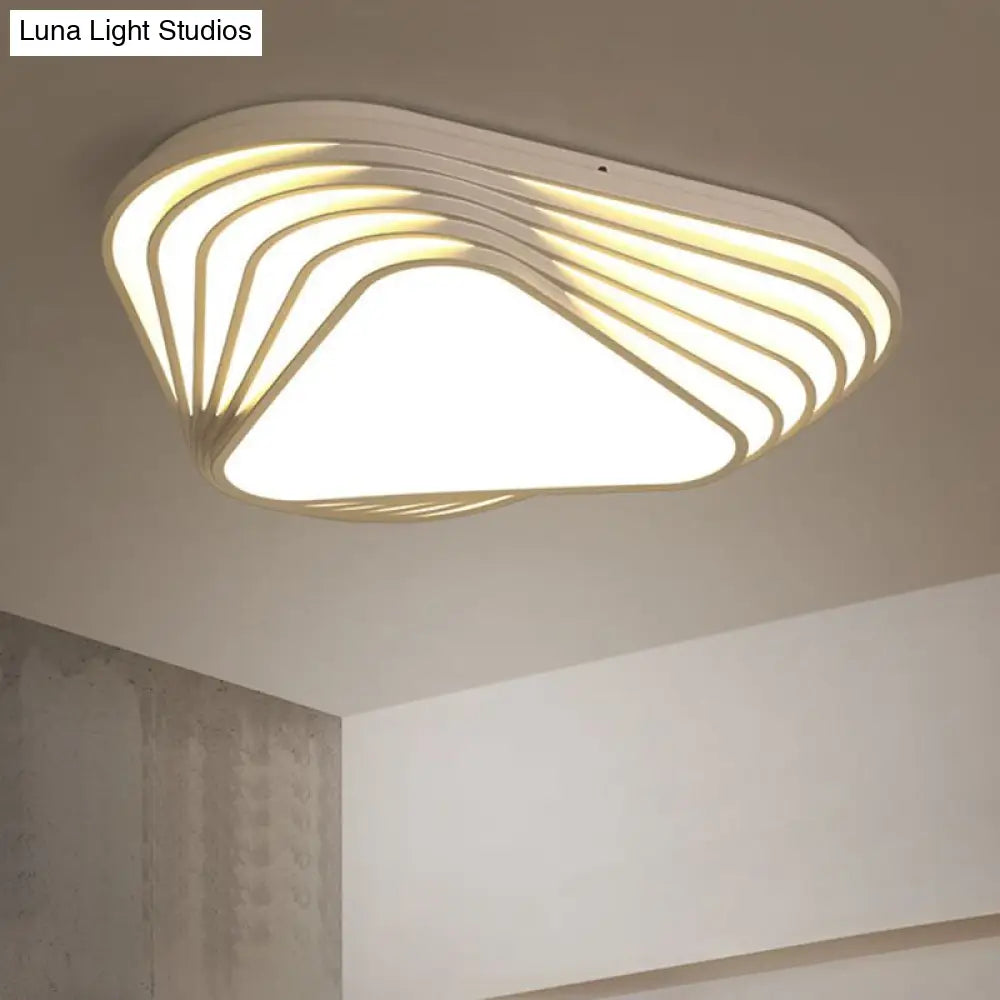 Modern Triangle Acrylic Shade Flush Mount Led Light Fixture - White Bedroom Ceiling (Warm/White)