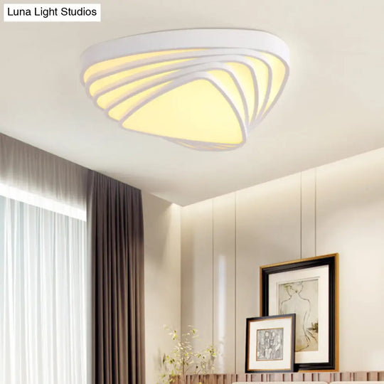 Modern Triangle Acrylic Shade Flush Mount Led Light Fixture - White Bedroom Ceiling (Warm/White) /