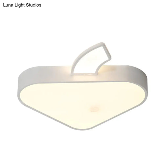 Modern Triangle Apple Ceiling Flush Mount Led Lighting For Child Bedroom In White 18/21.5 Wide