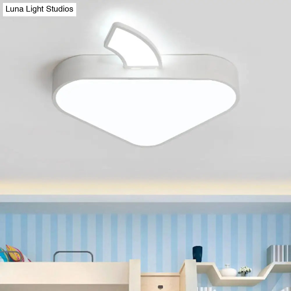 Modern Triangle Apple Ceiling Flush Mount Led Lighting For Child Bedroom In White 18/21.5 Wide / 18