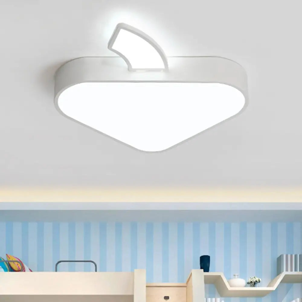 Modern Triangle Apple Ceiling Flush Mount Led Lighting For Child Bedroom In White 18’/21.5’