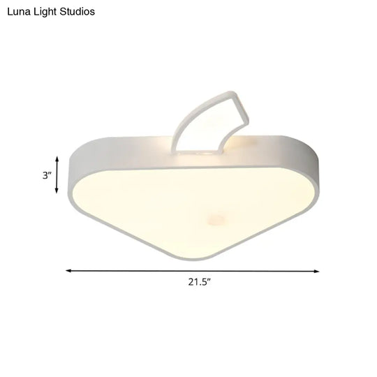 Modern Triangle Apple Ceiling Flush Mount Led Lighting For Child Bedroom In White 18’/21.5’ Wide