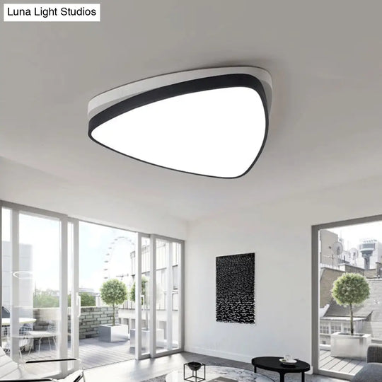 Modern Triangle Ceiling Lights In White And Black - 15/19/23 Sizes Iron Acrylic Fixture With