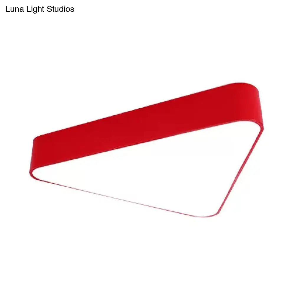 Modern Triangle Led Ceiling Light - Slim Flush Mount Design Red / Warm 18