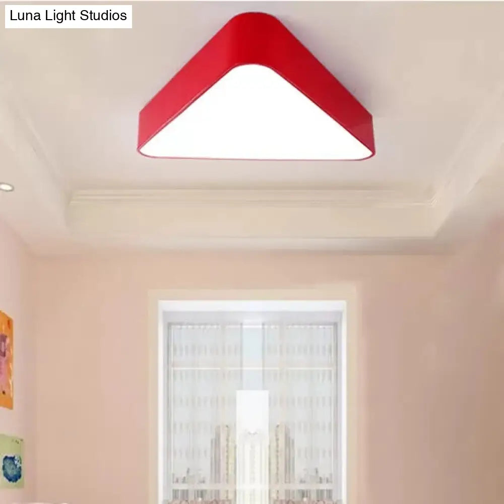 Modern Triangle Led Ceiling Light - Slim Flush Mount Design Red / Warm 22