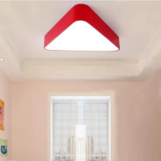 Modern Triangle Led Ceiling Light - Slim Flush Mount Design Red / Warm 22’