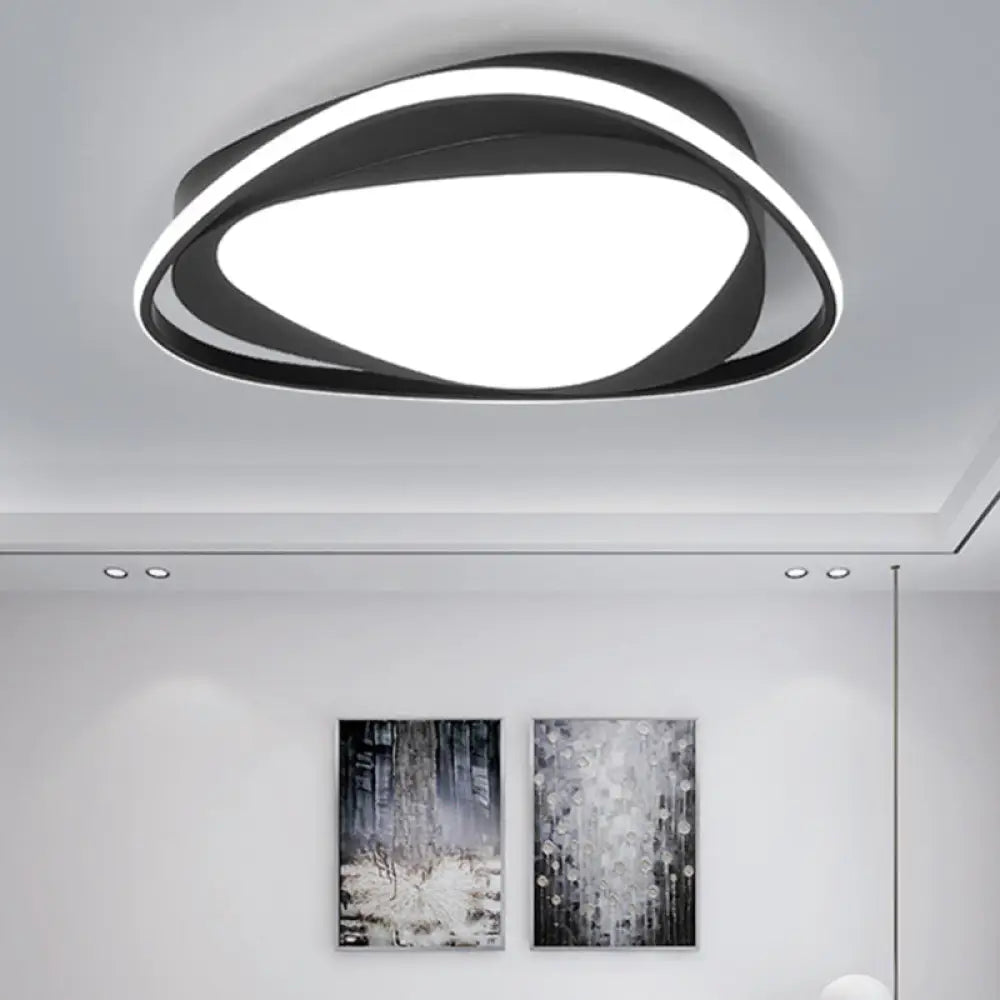 Modern Triangle Metal Ceiling Light Fixture - Black 16.5’/20.5’ Wide Led Flush Mount / 16.5’