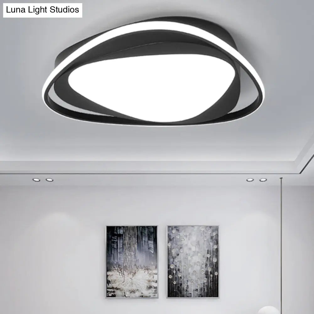 Modern Triangle Metal Ceiling Light Fixture - Black 16.5/20.5 Wide Led Flush Mount / 16.5