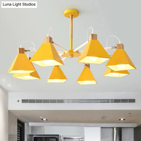 Modern Triangle Metal Pendant Light Fixture With 8 Hanging Lights For Living Room