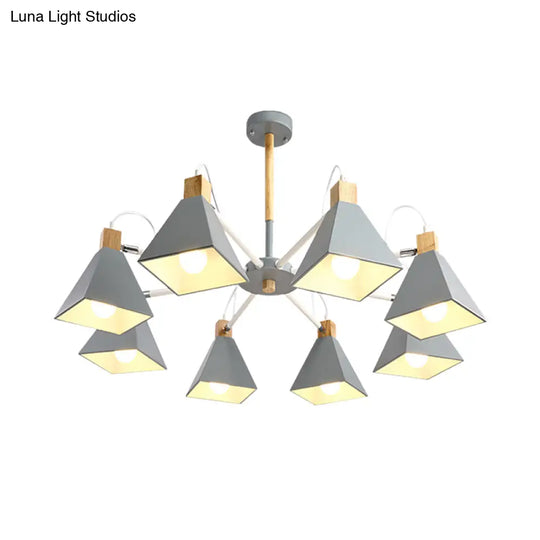 Modern Triangle Metal Pendant Light Fixture With 8 Hanging Lights For Living Room