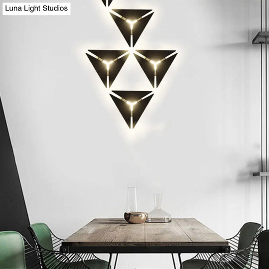 Modern Triangle Metal Wall Sconce Light In Gold/Black/White - Warm/White Led Ideal For Corridor