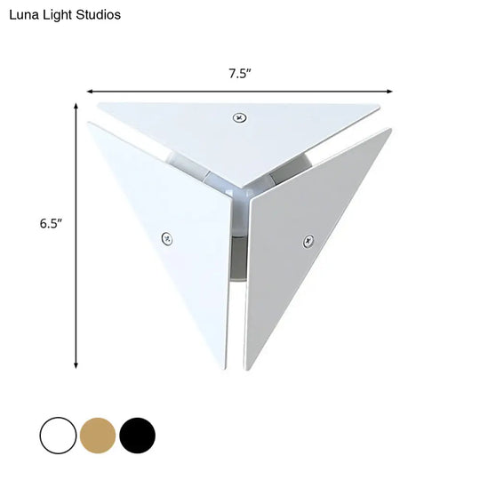 Modern Triangle Metal Wall Sconce Light In Gold/Black/White - Warm/White Led Ideal For Corridor