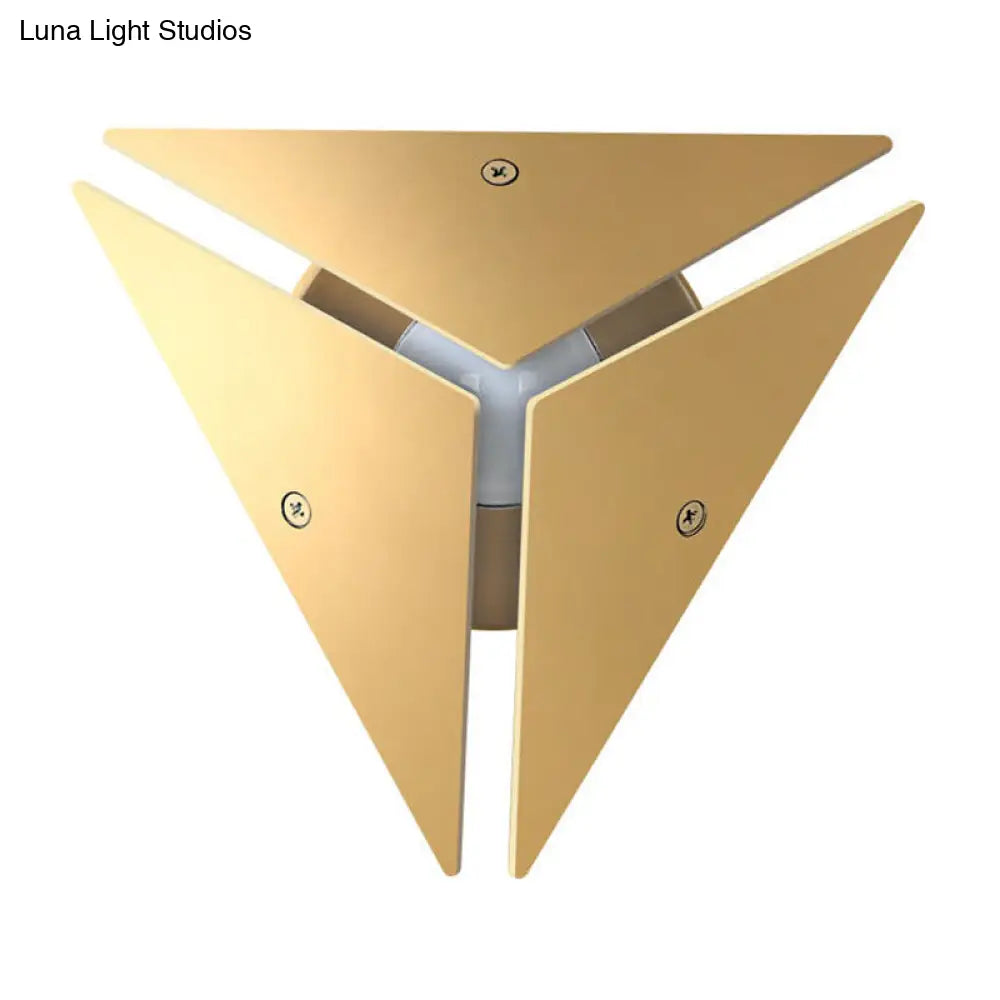 Modern Triangle Metal Wall Sconce Light In Gold/Black/White - Warm/White Led Ideal For Corridor