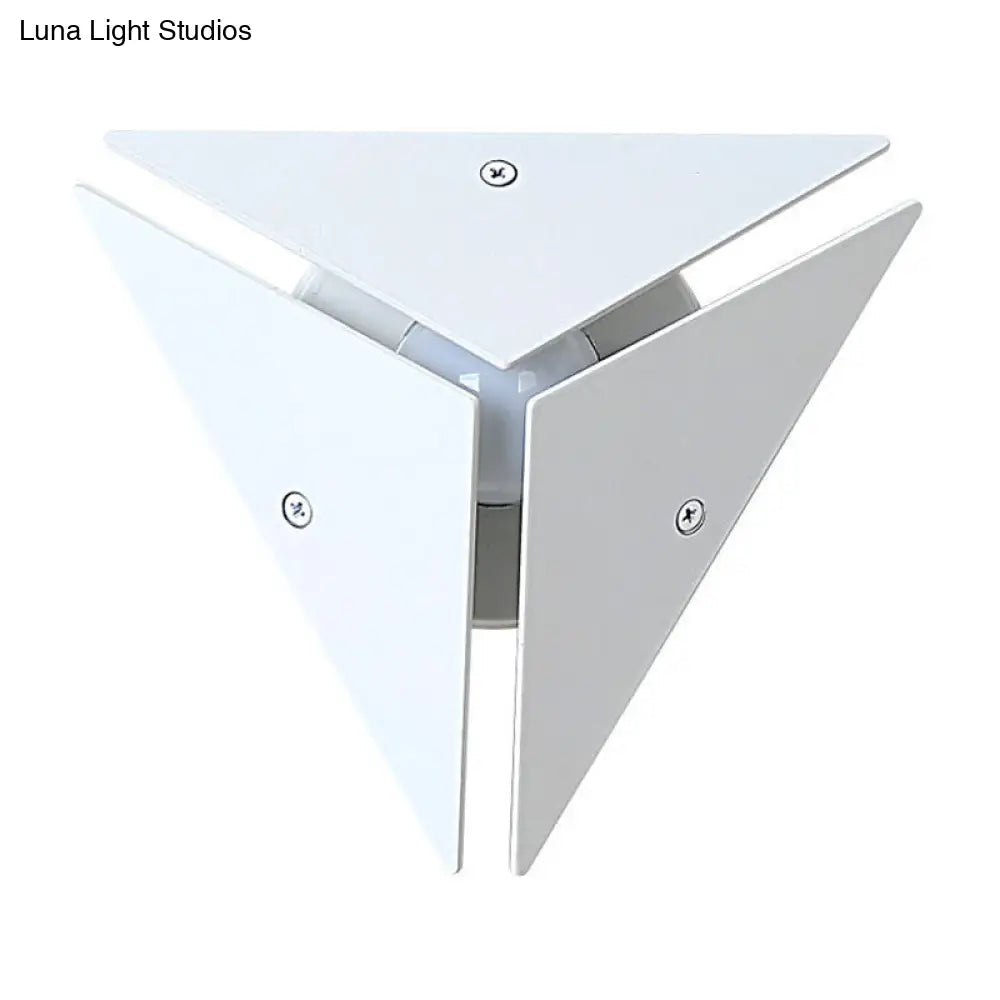 Modern Triangle Metal Wall Sconce Light In Gold/Black/White - Warm/White Led Ideal For Corridor