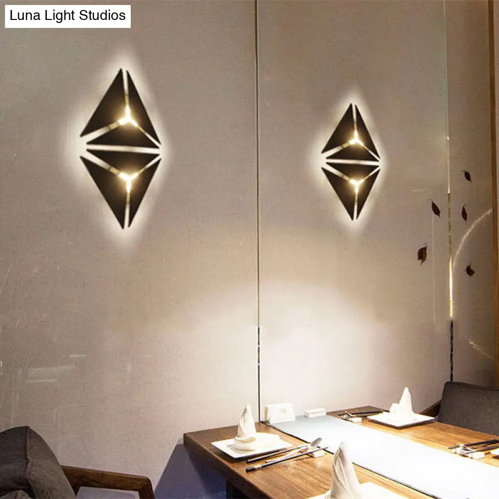 Modern Triangle Metal Wall Sconce Light In Gold/Black/White - Warm/White Led Ideal For Corridor