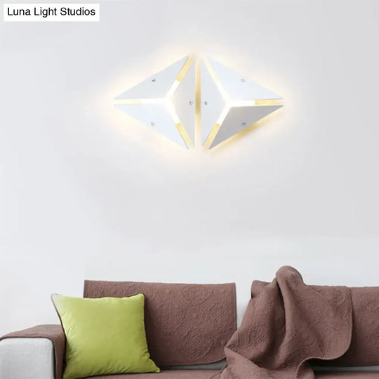 Modern Triangle Metal Wall Sconce Light In Gold/Black/White - Warm/White Led Ideal For Corridor