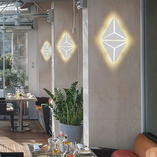 Modern Triangle Metal Wall Sconce Light In Gold/Black/White - Warm/White Led Ideal For Corridor