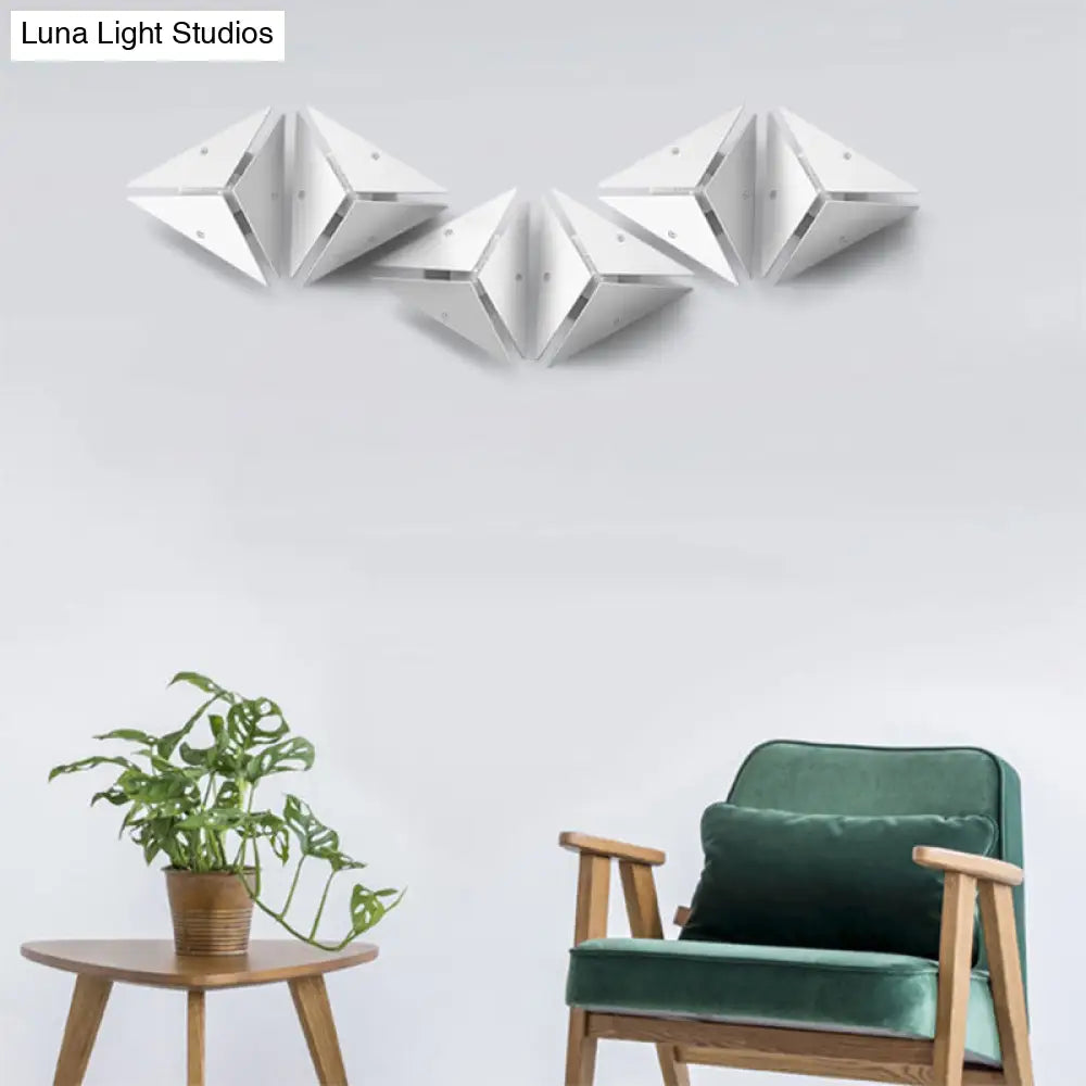 Modern Triangle Metal Wall Sconce Light In Gold/Black/White - Warm/White Led Ideal For Corridor