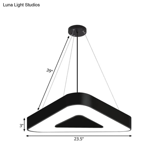 Modern Triangle Pendant Lamp With Led Lighting For Offices - Available In White Or Black Finish