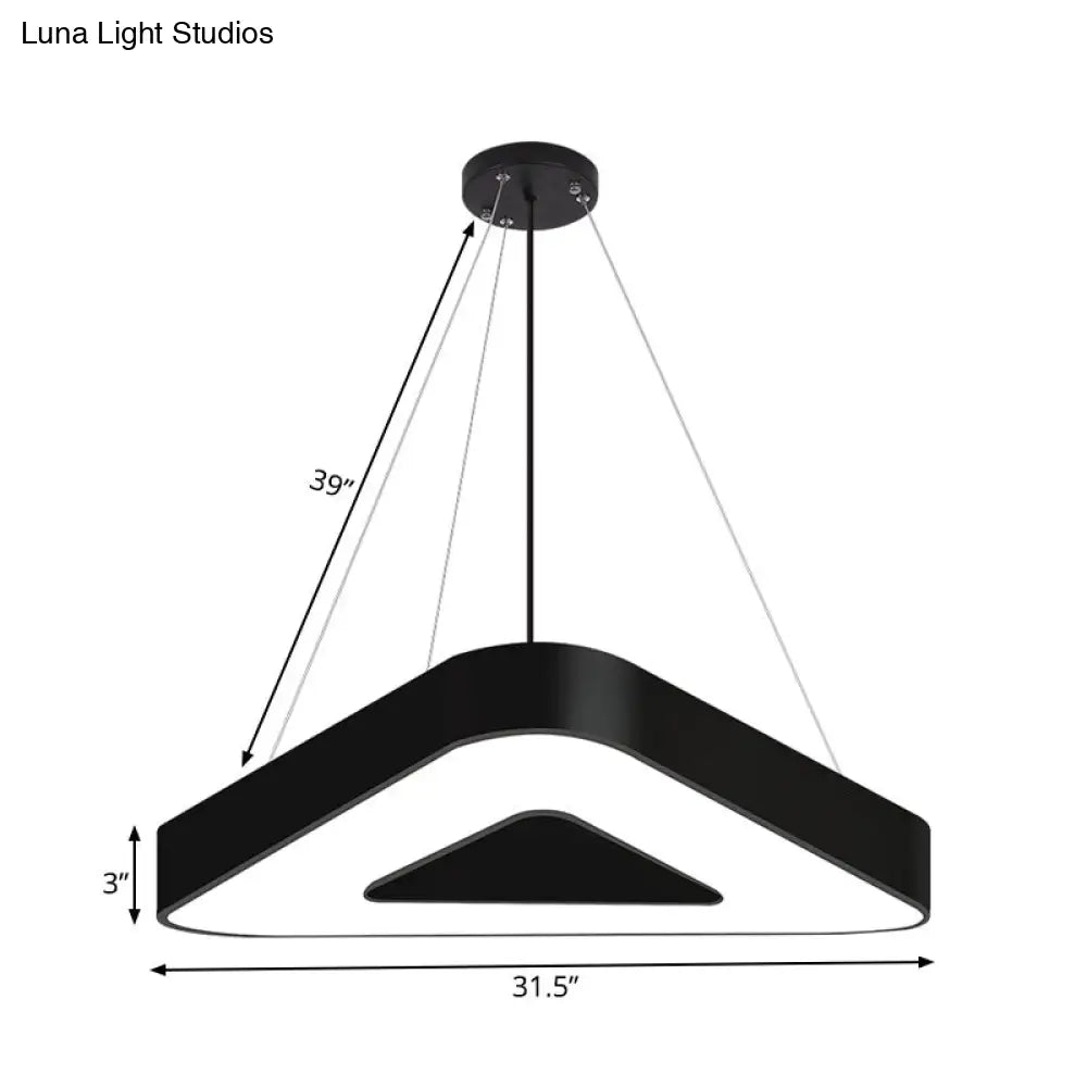 Modern Triangle Pendant Lamp With Led Lighting For Offices - Available In White Or Black Finish