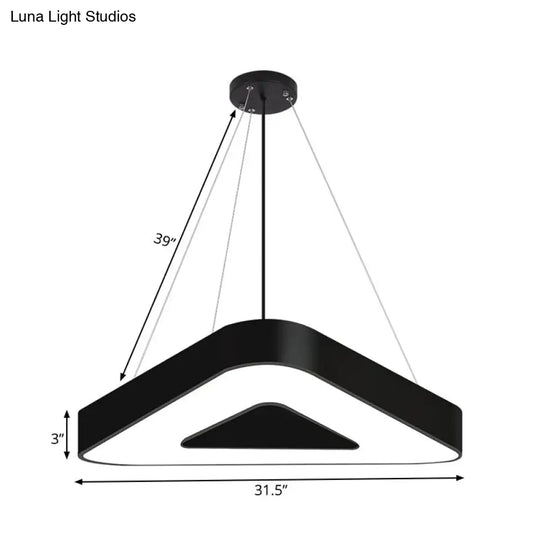 Modern Triangle Pendant Lamp With Led Lighting For Offices - Available In White Or Black Finish