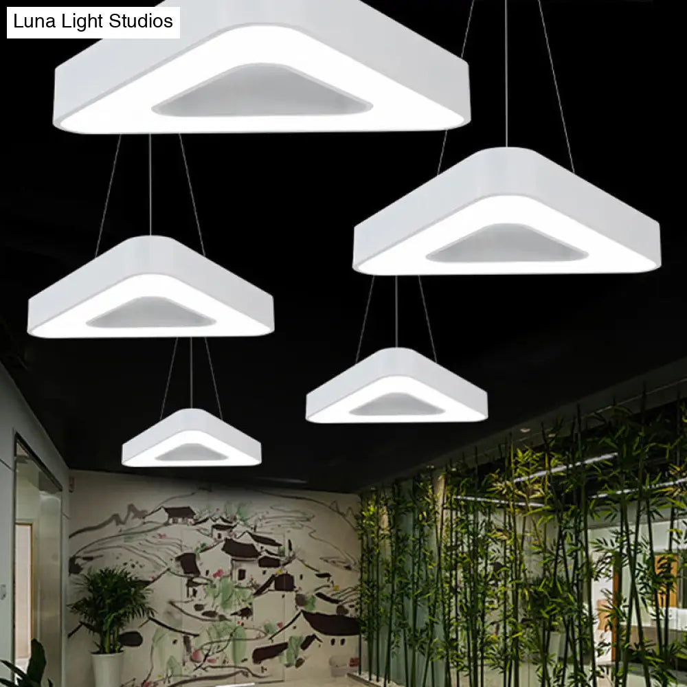 Modern Triangle Pendant Lamp With Led Lighting For Offices - Available In White Or Black Finish / 18