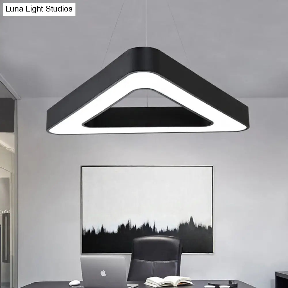 Modern Triangle Pendant Lamp With Led Lighting For Offices - Available In White Or Black Finish / 18