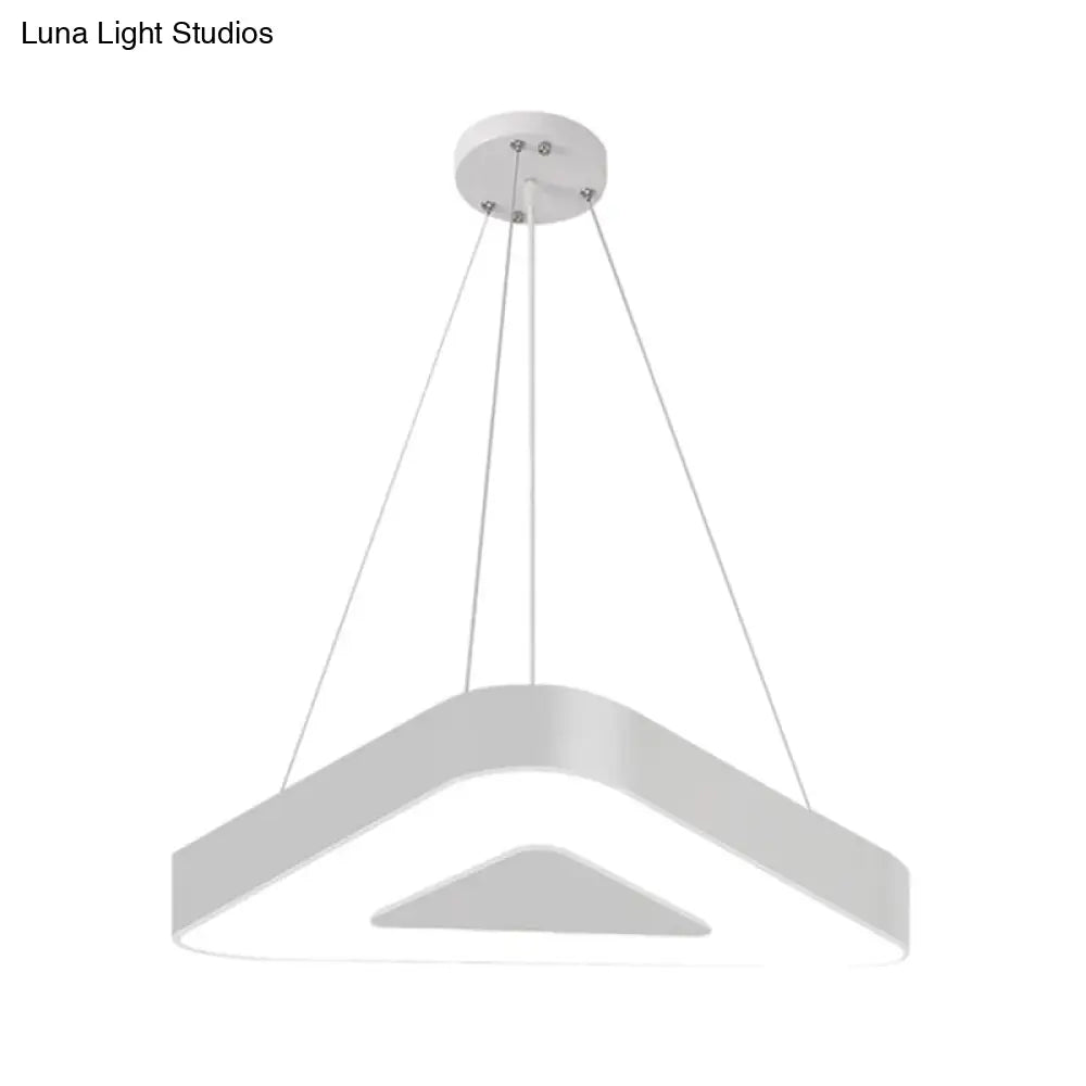 Modern Triangle Pendant Lamp With Led Lighting For Offices - Available In White Or Black Finish