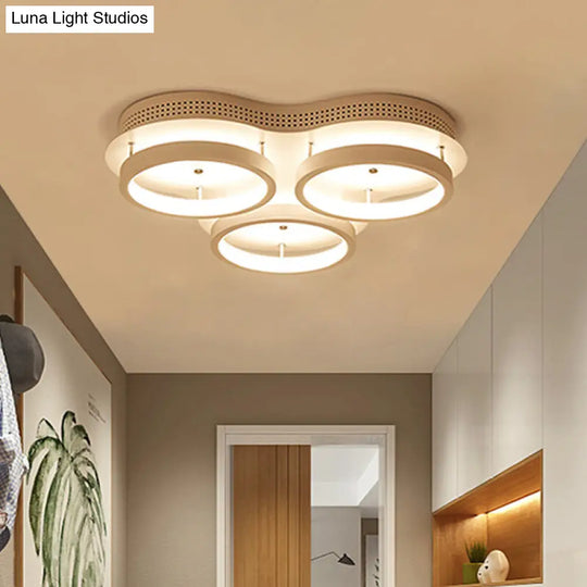 Modern Triangular Flush Led Ceiling Light With Warm/White Acrylic Lighting