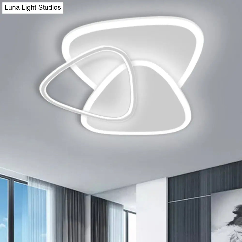 Modern Triangular Led Flush Ceiling Light For Bedrooms In White