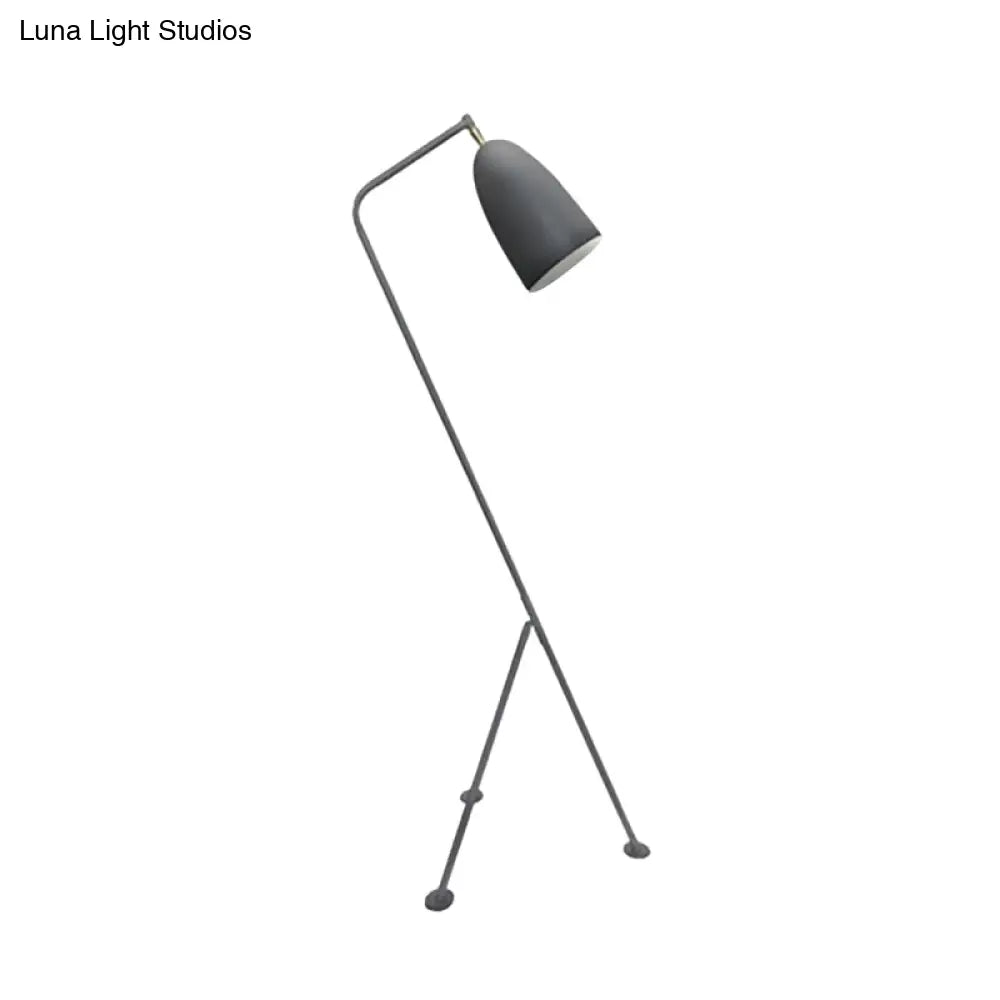 Modern Tripod Floor Lamp With Bell Shade - Metallic Design 1 Light Black/White Perfect For Bedroom