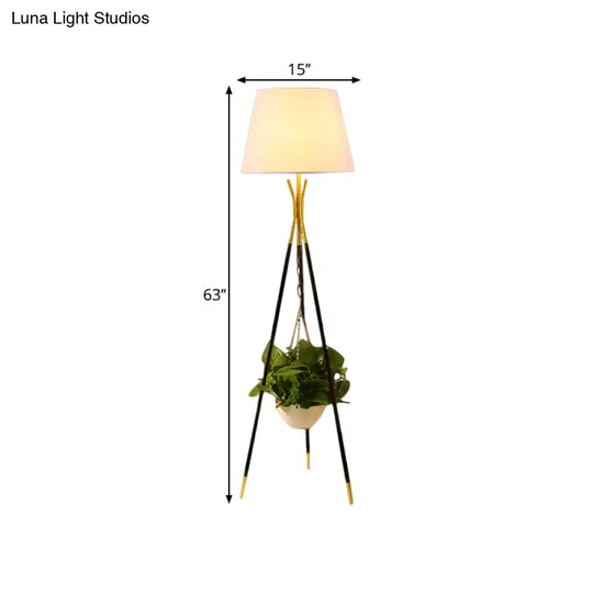 Modern Tripod Floor Lamp With Black/White/Flaxen Drum Shade Ideal For Reading And Warehouse Lighting