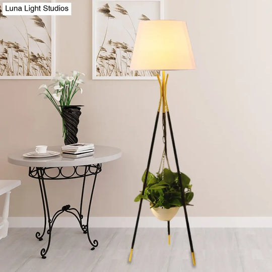 Modern Tripod Floor Lamp With Black/White/Flaxen Drum Shade Ideal For Reading And Warehouse Lighting