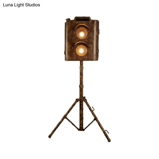 Modern Tripod Floor Light With 2 Metallic Bulbs - Ideal For Living Room