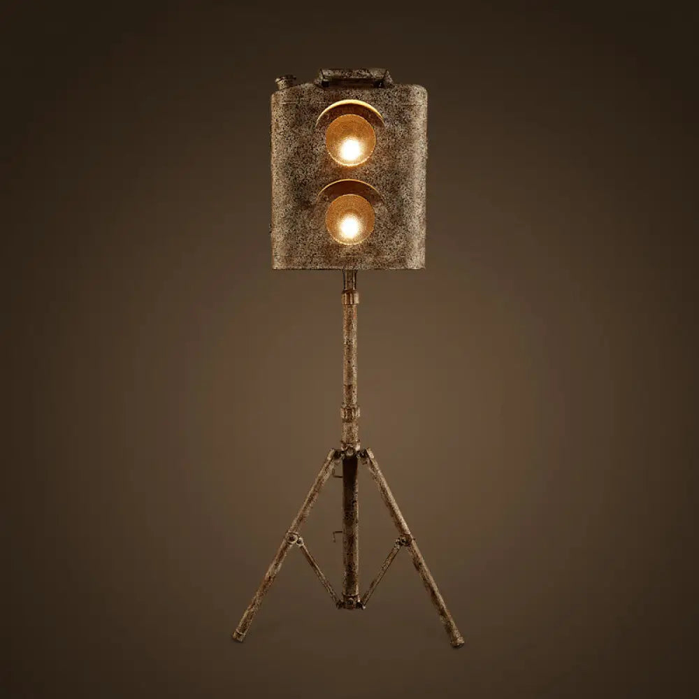 Modern Tripod Floor Light With 2 Metallic Bulbs - Ideal For Living Room Rust